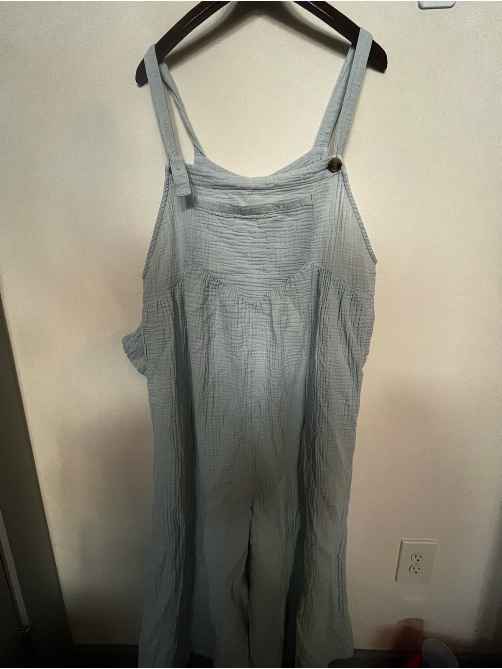 Light Blue Women's Cotton Gauze Overalls Jumpsuit